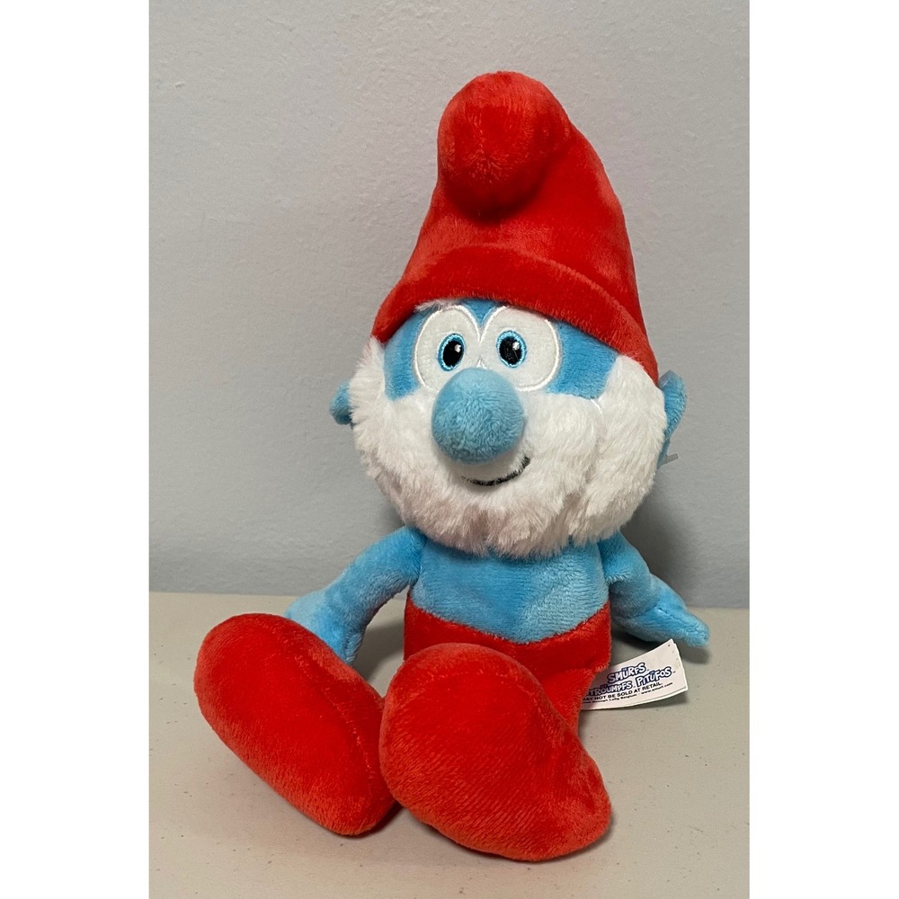 Papa Smurf Plush Nanco 2024 Blue Red White Stuffed Animal Toy Licensed 10 inch